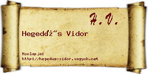 Hegedűs Vidor névjegykártya